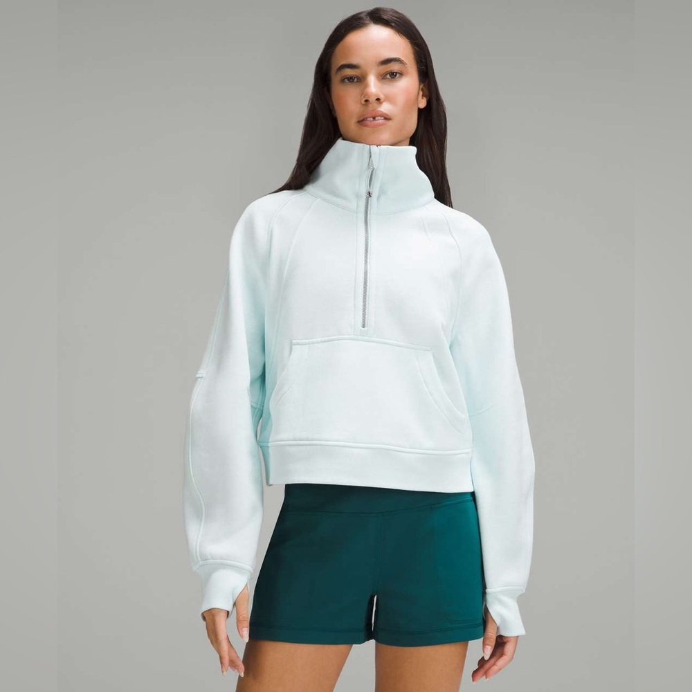 Lululemon funnel neck scuba in sheer blue
